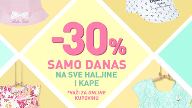 Samo danas ONLINE POPUST -30% na haljine i kape